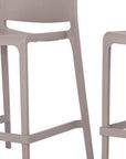 Set of Two 26" Taupe Heavy Duty Plastic Low Back Outdoor Counter Height Bar Chairs