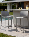 Set of Two 26" Taupe Heavy Duty Plastic Low Back Outdoor Counter Height Bar Chairs