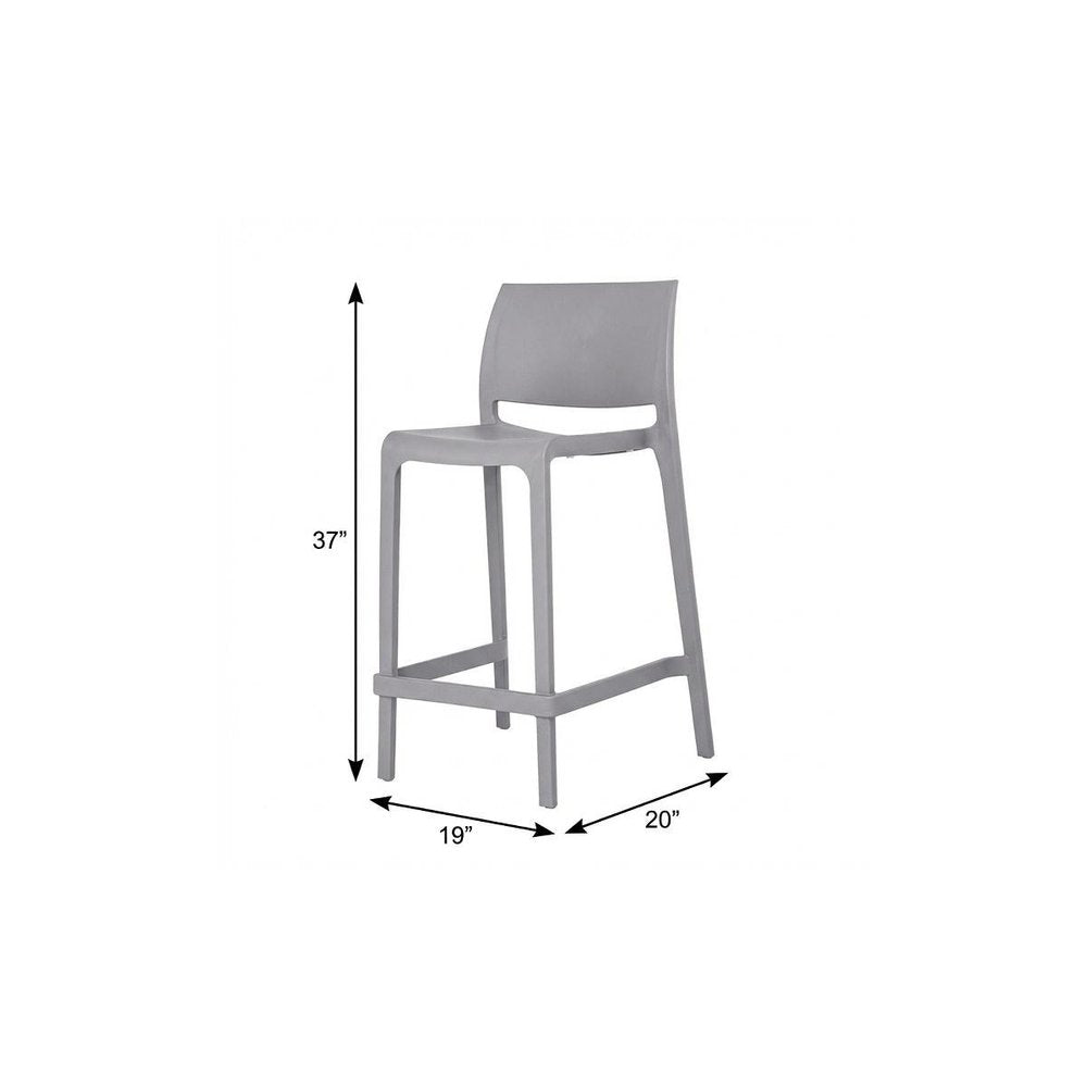 Set of Two 26" Taupe Heavy Duty Plastic Low Back Outdoor Counter Height Bar Chairs
