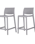 Set of Two 26" Taupe Heavy Duty Plastic Low Back Outdoor Counter Height Bar Chairs