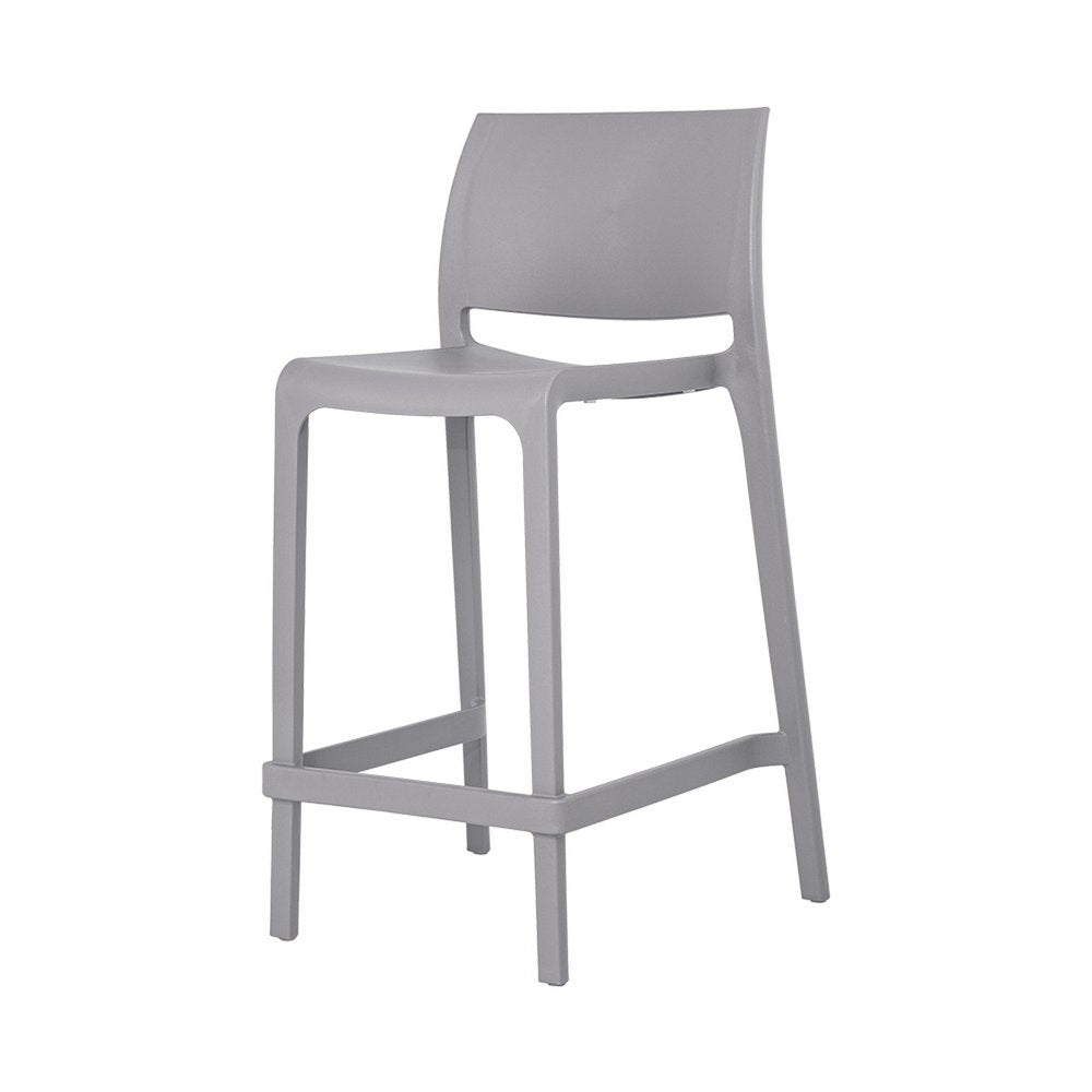 Set of Two 26" Taupe Heavy Duty Plastic Low Back Outdoor Counter Height Bar Chairs