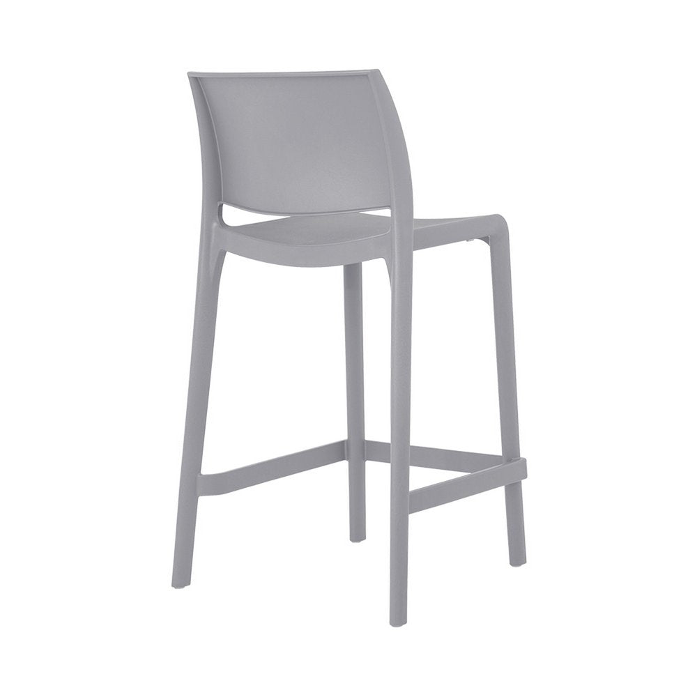 Set of Two 26" Taupe Heavy Duty Plastic Low Back Outdoor Counter Height Bar Chairs
