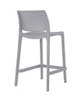 Set of Two 26" Taupe Heavy Duty Plastic Low Back Outdoor Counter Height Bar Chairs