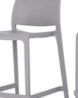 Set of Two 26" Taupe Heavy Duty Plastic Low Back Outdoor Counter Height Bar Chairs