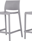 Set of Two 26" Taupe Heavy Duty Plastic Low Back Outdoor Counter Height Bar Chairs