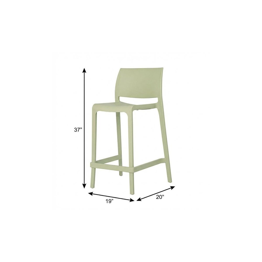 Set of Two 26" Taupe Heavy Duty Plastic Low Back Outdoor Counter Height Bar Chairs