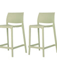 Set of Two 26" Taupe Heavy Duty Plastic Low Back Outdoor Counter Height Bar Chairs