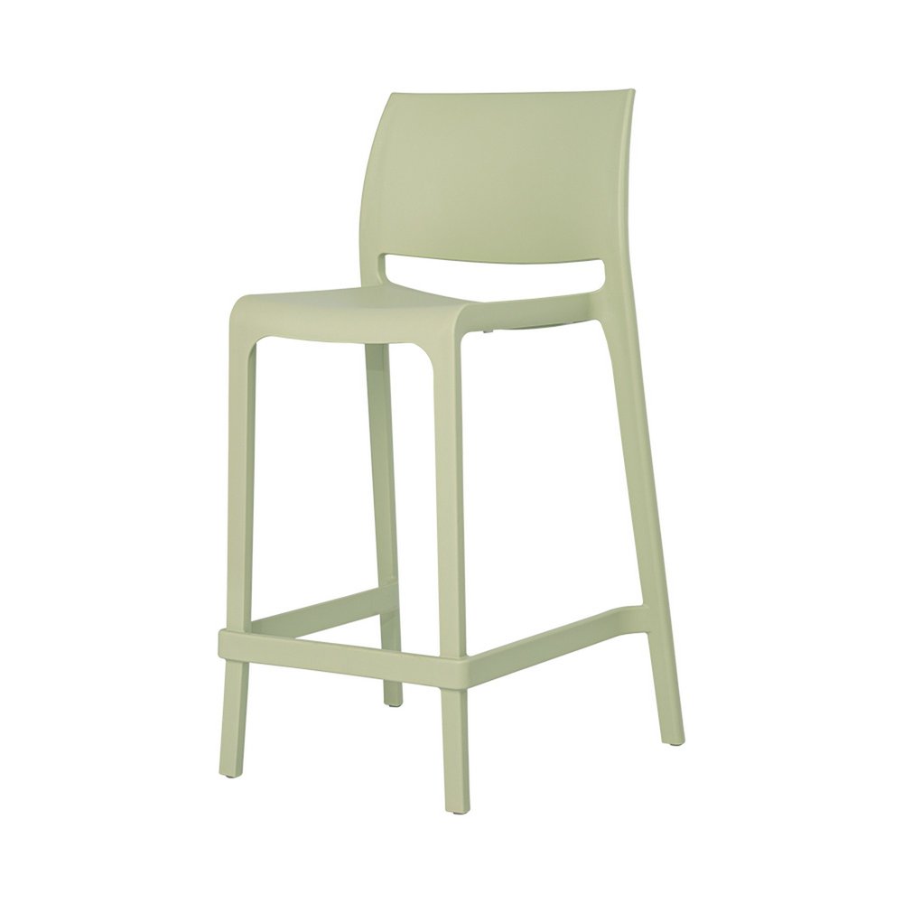 Set of Two 26" Taupe Heavy Duty Plastic Low Back Outdoor Counter Height Bar Chairs