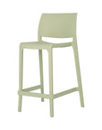 Set of Two 26" Taupe Heavy Duty Plastic Low Back Outdoor Counter Height Bar Chairs