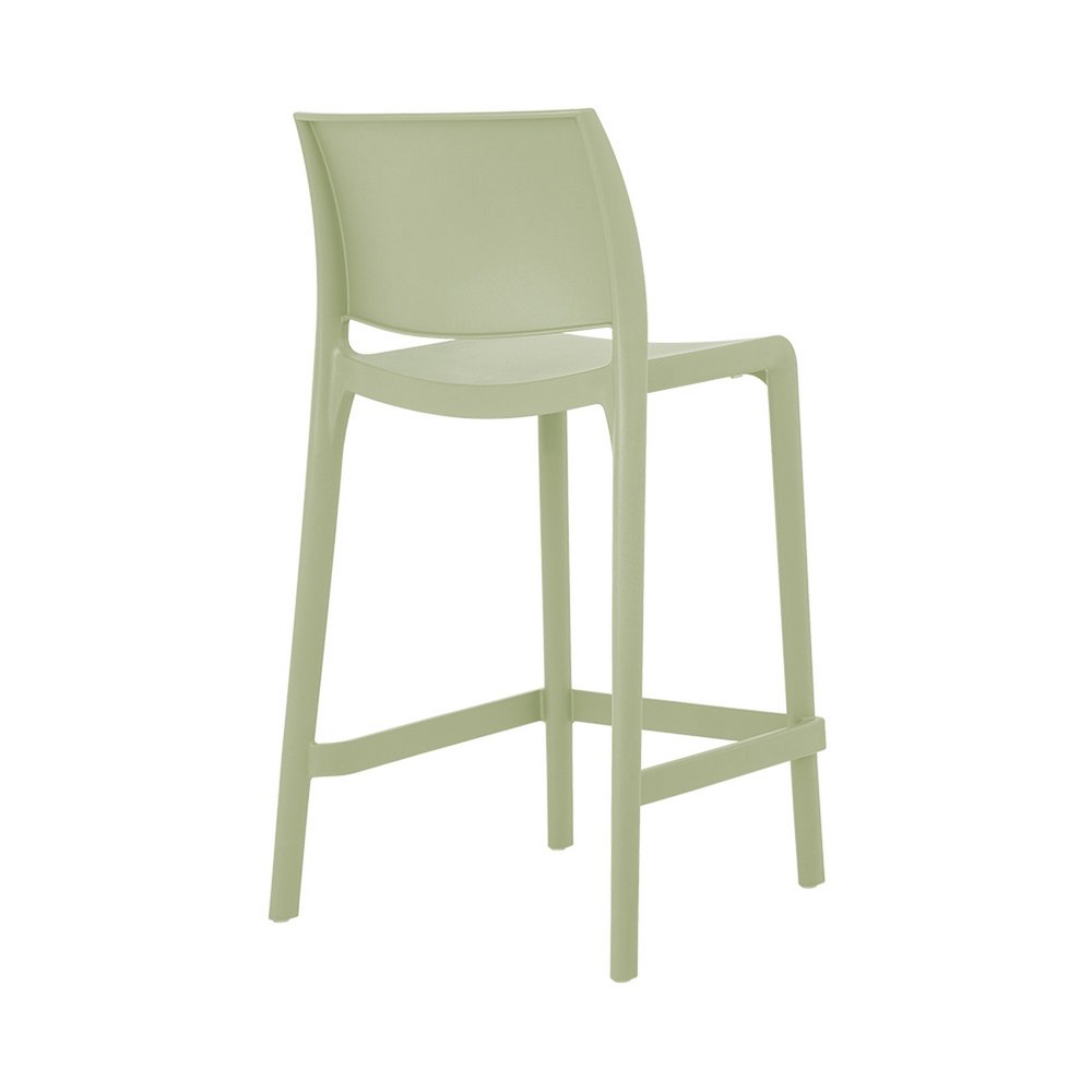 Set of Two 26" Taupe Heavy Duty Plastic Low Back Outdoor Counter Height Bar Chairs