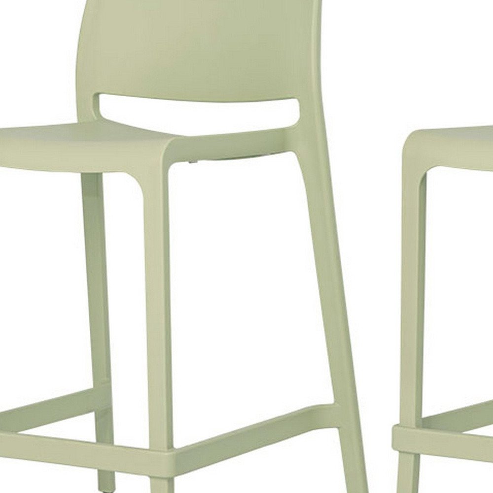 Set of Two 26" Taupe Heavy Duty Plastic Low Back Outdoor Counter Height Bar Chairs
