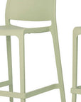 Set of Two 26" Taupe Heavy Duty Plastic Low Back Outdoor Counter Height Bar Chairs