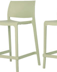 Set of Two 26" Taupe Heavy Duty Plastic Low Back Outdoor Counter Height Bar Chairs