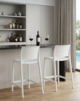 Set of Two 26" Taupe Heavy Duty Plastic Low Back Outdoor Counter Height Bar Chairs