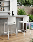 Set of Two 26" Taupe Heavy Duty Plastic Low Back Outdoor Counter Height Bar Chairs