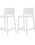 Set of Two 26" Taupe Heavy Duty Plastic Low Back Outdoor Counter Height Bar Chairs