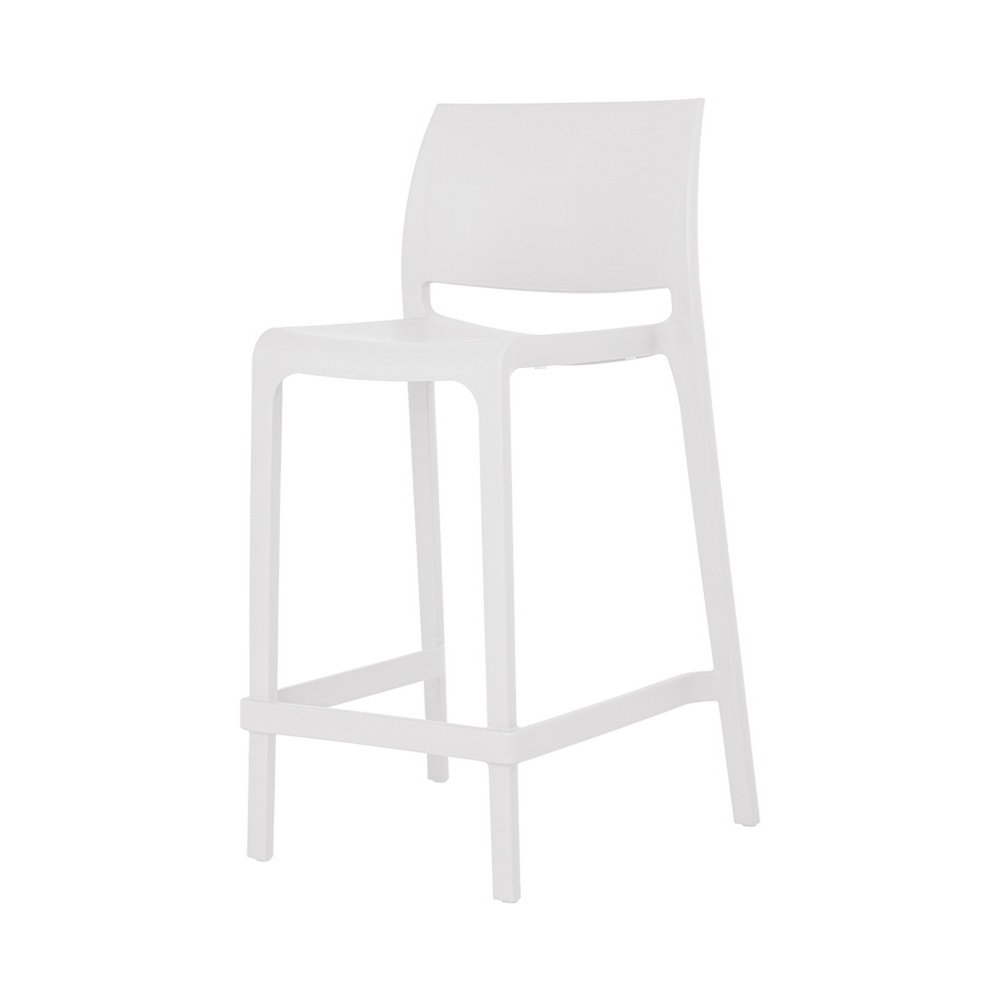 Set of Two 26" Taupe Heavy Duty Plastic Low Back Outdoor Counter Height Bar Chairs