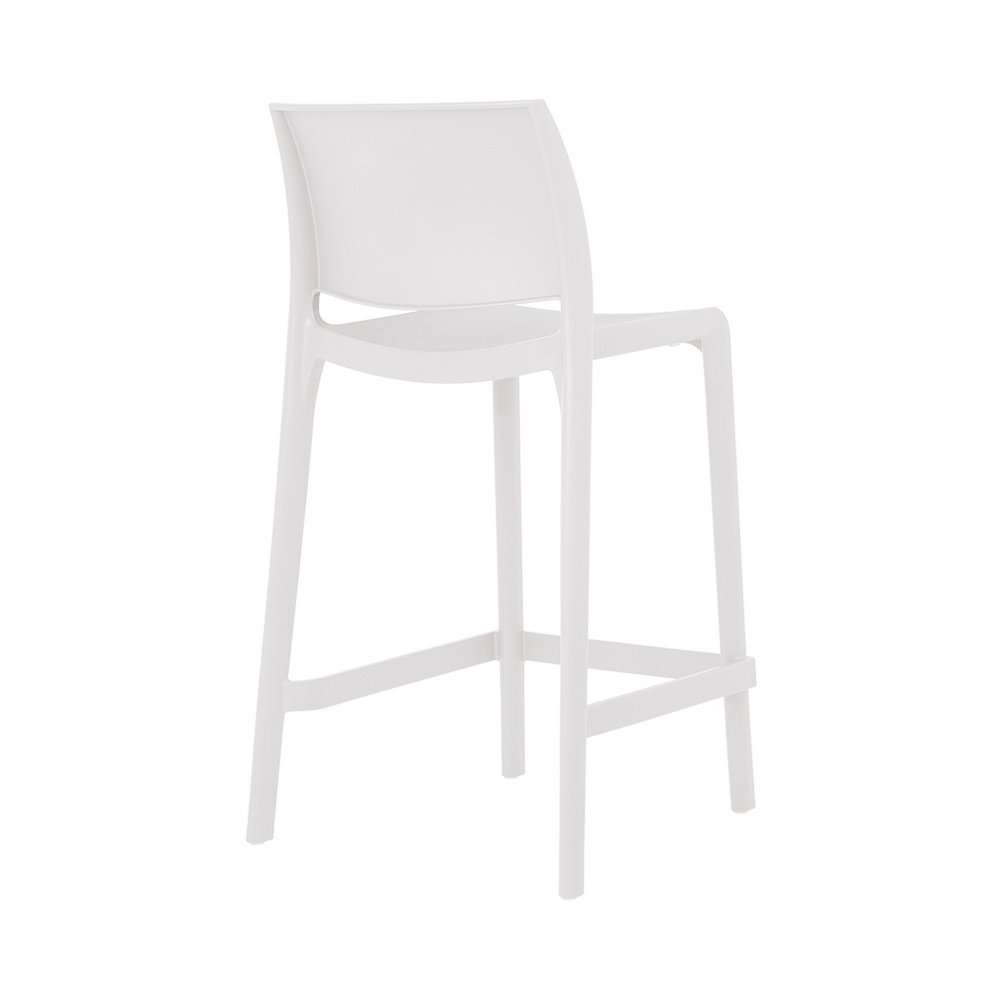 Set of Two 26" Taupe Heavy Duty Plastic Low Back Outdoor Counter Height Bar Chairs