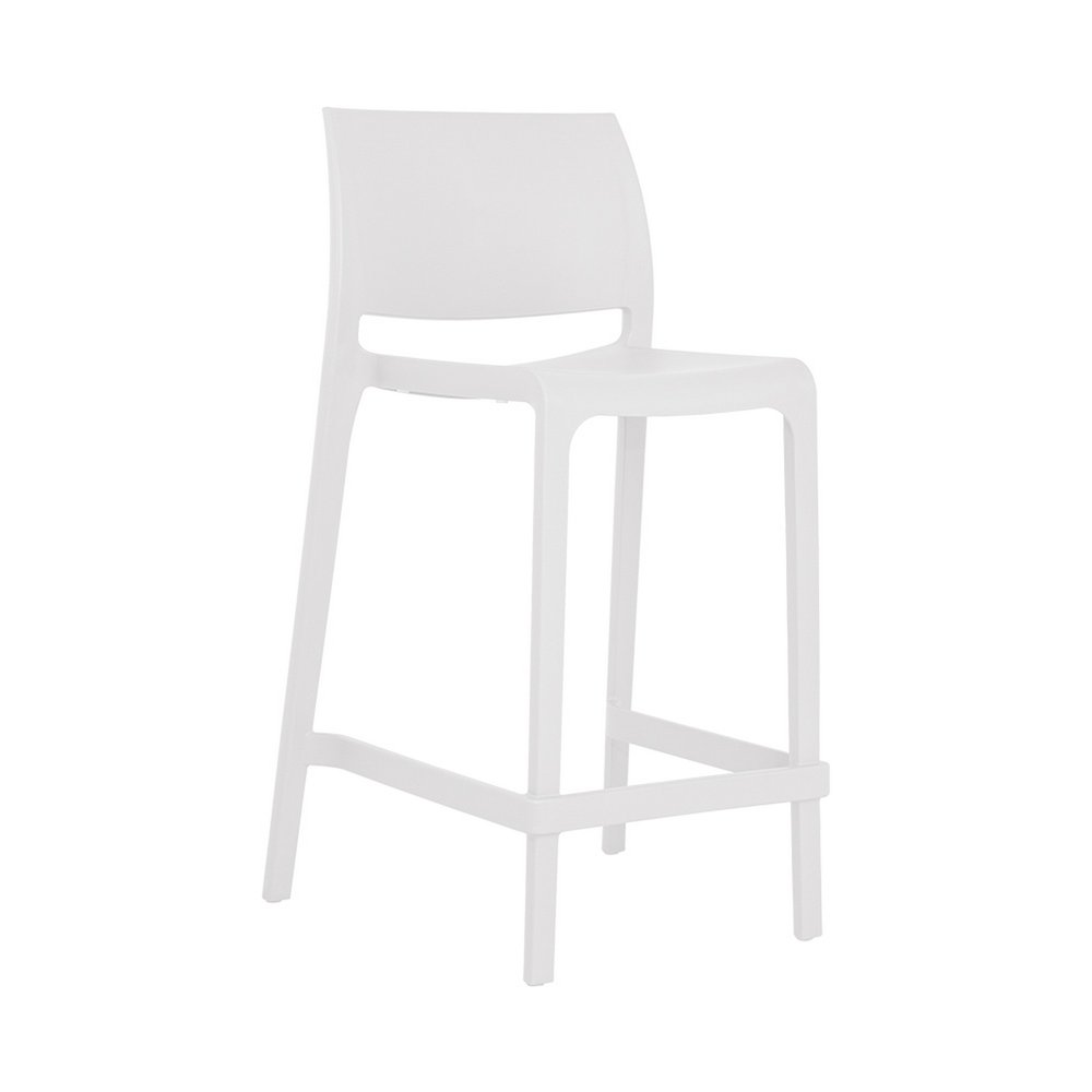 Set of Two 26" Taupe Heavy Duty Plastic Low Back Outdoor Counter Height Bar Chairs