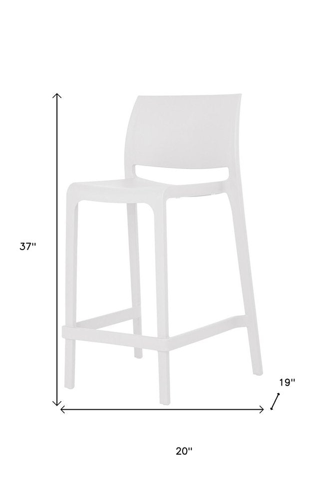 Set of Two 26" Taupe Heavy Duty Plastic Low Back Outdoor Counter Height Bar Chairs