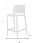 Set of Two 26" Taupe Heavy Duty Plastic Low Back Outdoor Counter Height Bar Chairs