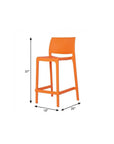 Set of Two 26" Taupe Heavy Duty Plastic Low Back Outdoor Counter Height Bar Chairs