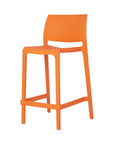 Set of Two 26" Taupe Heavy Duty Plastic Low Back Outdoor Counter Height Bar Chairs