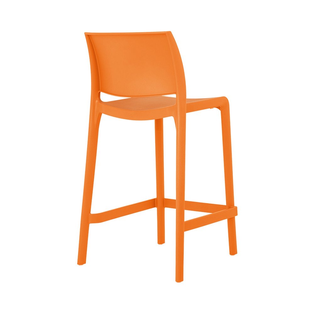 Set of Two 26" Taupe Heavy Duty Plastic Low Back Outdoor Counter Height Bar Chairs