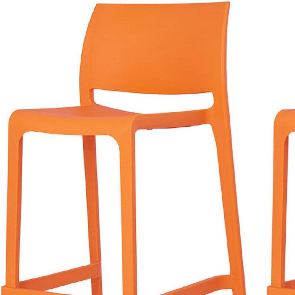 Set of Two 26" Taupe Heavy Duty Plastic Low Back Outdoor Counter Height Bar Chairs