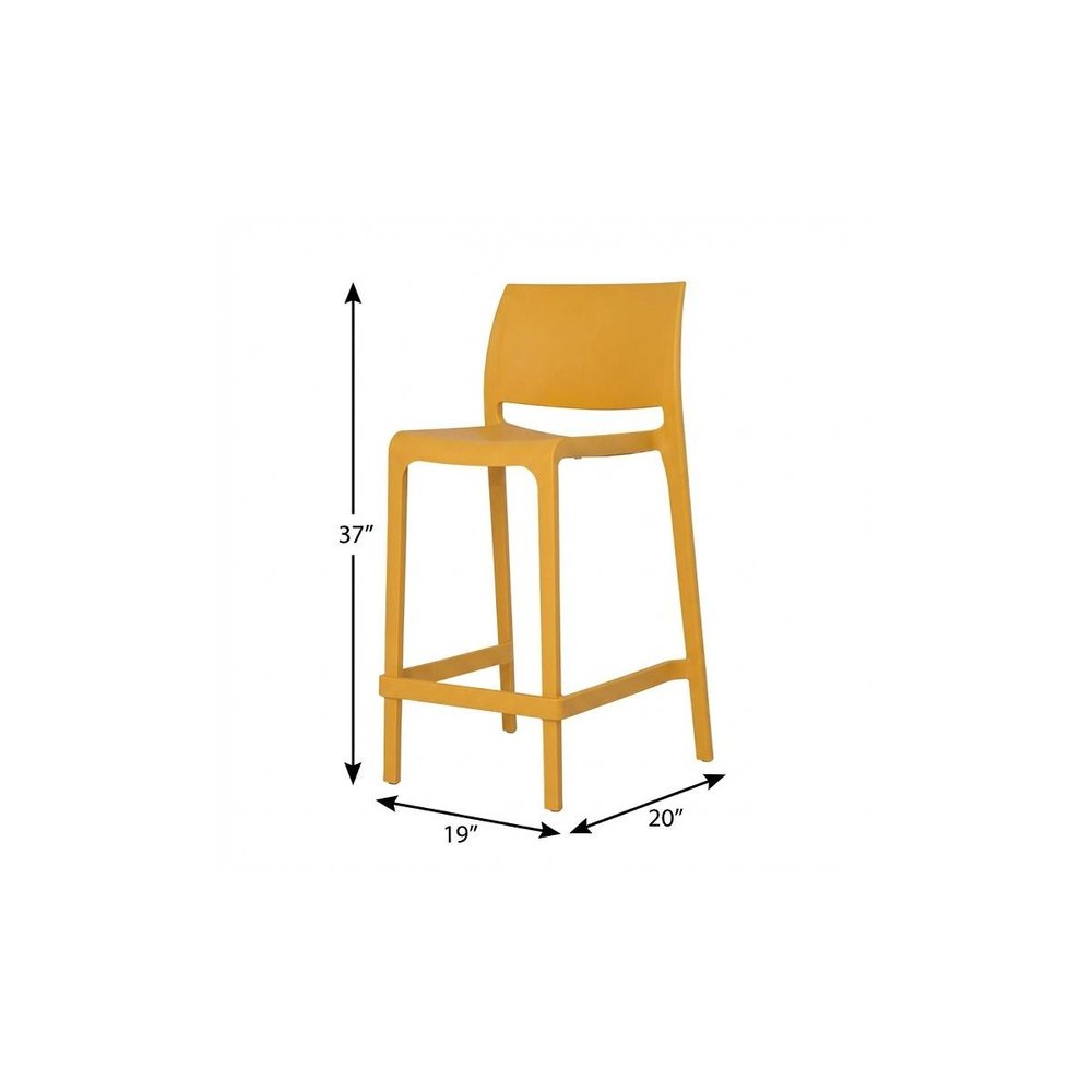 Set of Two 26" Taupe Heavy Duty Plastic Low Back Outdoor Counter Height Bar Chairs