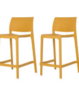 Set of Two 26" Taupe Heavy Duty Plastic Low Back Outdoor Counter Height Bar Chairs