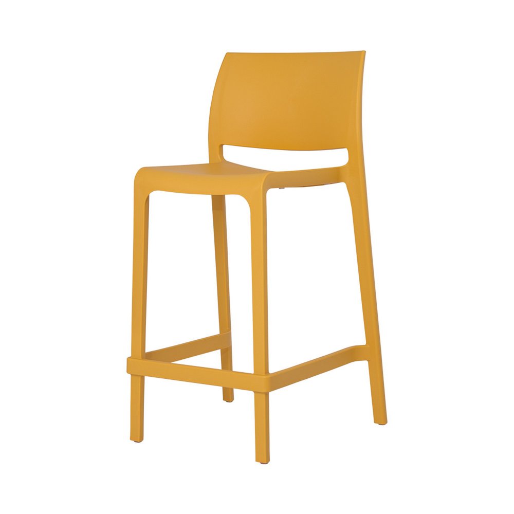 Set of Two 26" Taupe Heavy Duty Plastic Low Back Outdoor Counter Height Bar Chairs