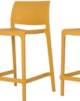 Set of Two 26" Taupe Heavy Duty Plastic Low Back Outdoor Counter Height Bar Chairs