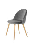 Set of Two Gray and Oak Velvet and Metal Dining Side Chairs