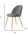 Set of Two Gray and Oak Velvet and Metal Dining Side Chairs