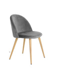 Set of Two Gray and Oak Velvet and Metal Dining Side Chairs