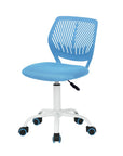 Blue and White Adjustable Height Swivel Rolling Office Chair