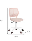 Pink and White Adjustable Height Swivel Rolling Office Chair