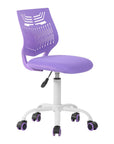 Turquoise and White Adjustable Height Swivel Rolling Office Chair
