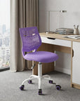Turquoise and White Adjustable Height Swivel Rolling Office Chair
