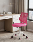 Turquoise and White Adjustable Height Swivel Rolling Office Chair