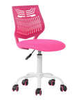 Turquoise and White Adjustable Height Swivel Rolling Office Chair