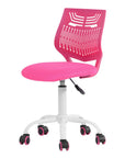 Turquoise and White Adjustable Height Swivel Rolling Office Chair
