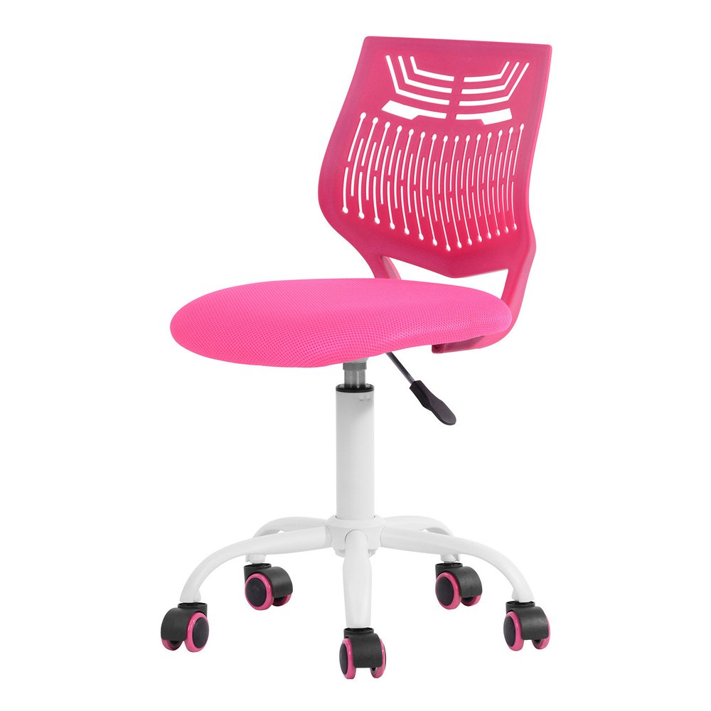 Turquoise and White Adjustable Height Swivel Rolling Office Chair