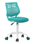 Turquoise and White Adjustable Height Swivel Rolling Office Chair