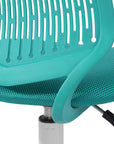 Turquoise and White Adjustable Height Swivel Rolling Office Chair