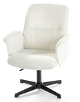 Off White and Black Boucle Adjustable Height Swivel Executive Office Chair