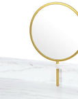 41" White And Gold Faux Marble and Steel Vanity Table with Mirror