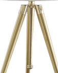 Gold Metal Adjustable Height Tripod Table Lamp With White Drum Shade