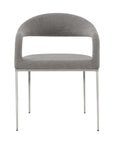 Set of Two Gray And Silver Upholstered Polyester Open Back Dining Arm Chairs